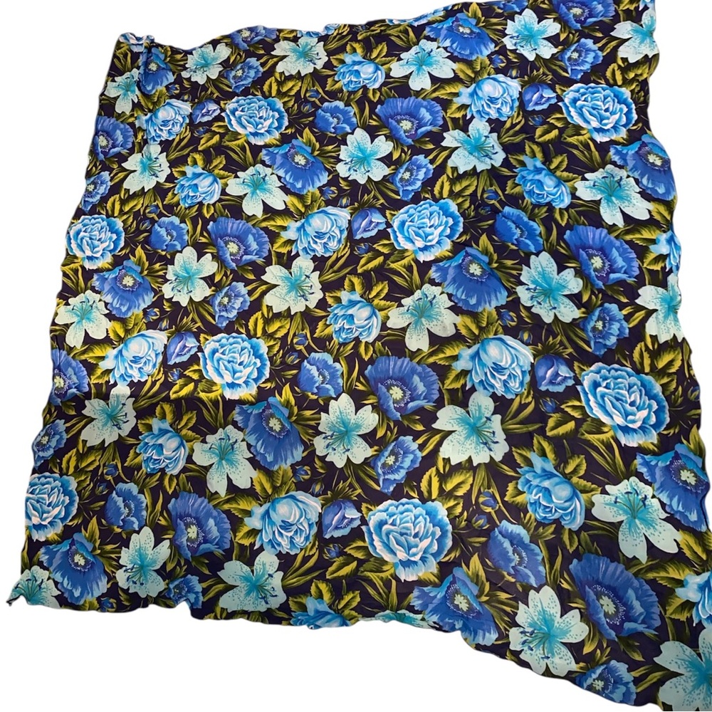 ILLUSIONS BY Multicolor Floral Beach Cover Square Scarf 50x50" Blue Green Sheer
